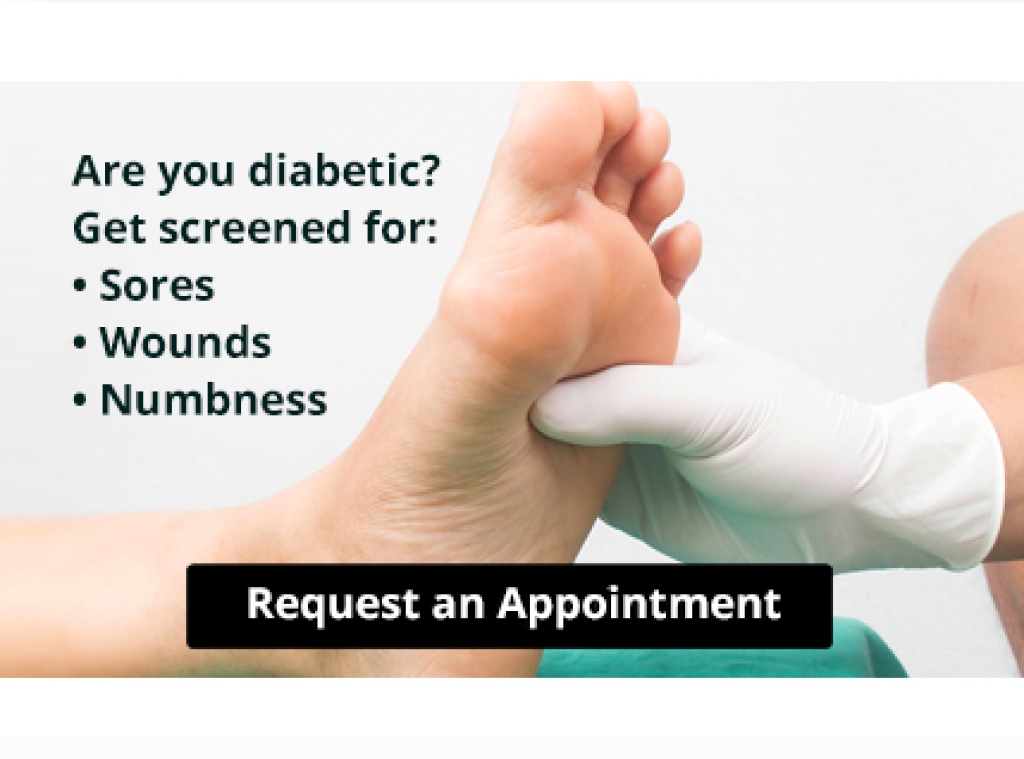 Foot being checked for wounds during a diabetic foot exam